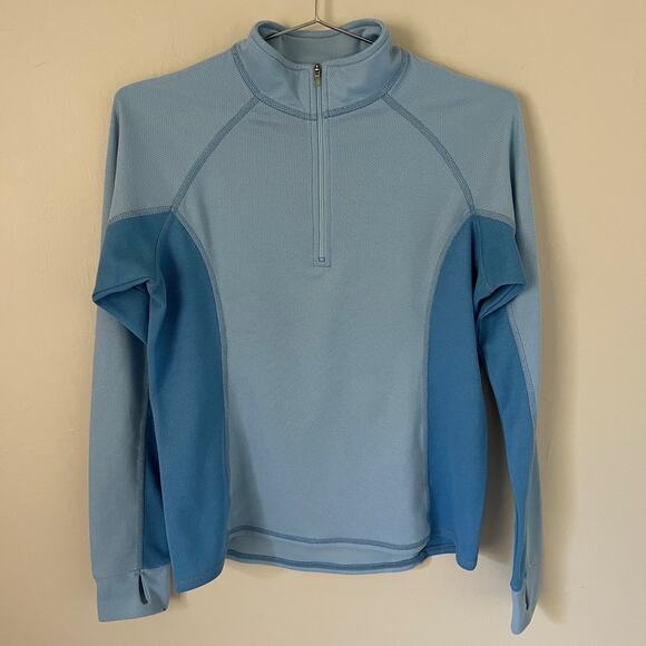 LL Bean 1/2 Zip Pullover Sweatshirt Blue with Thumb Holes Size M - Picture 1 of 8